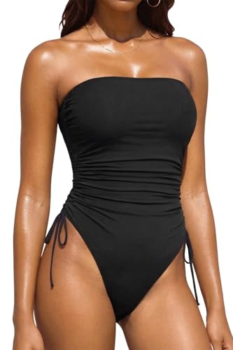 Yonique Women Strapless One Piece Swimsuit Tummy...