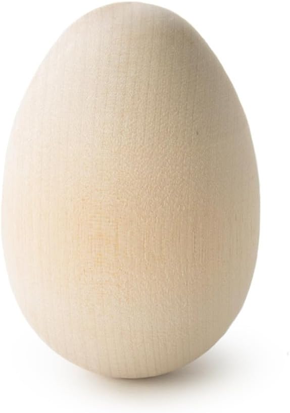 5 Pcs, 4-1/4" Wood Goose Eggs 4-1/4" Tall X 2-3/4" Wide Egg Has Flat Bottom for Standing