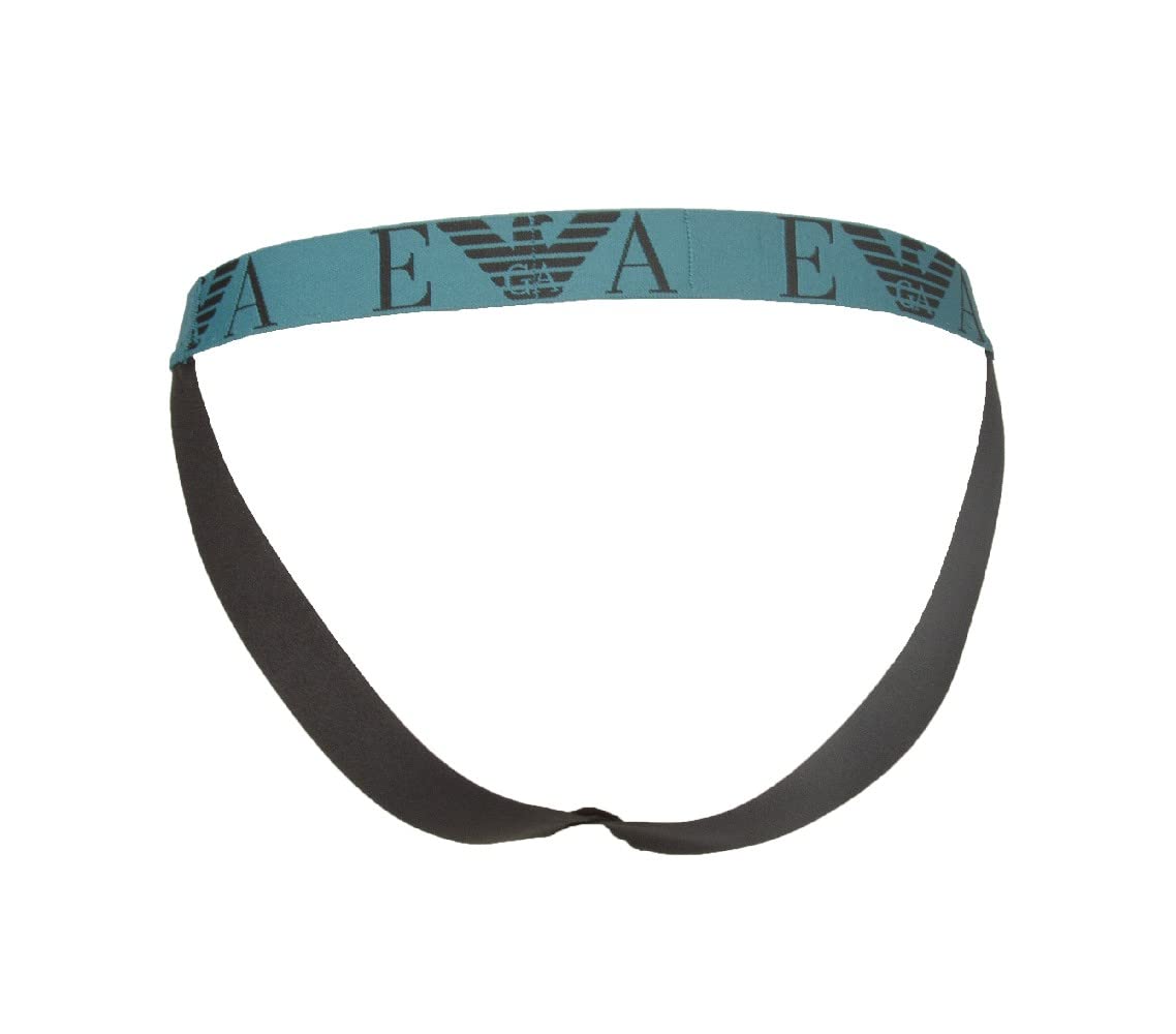 Emporio Armani Jockstrap Jockstrap Pack de 2 Piezas Calzoncillos Hombre elásticos artículo Interior 111932 2F715 Jockstrap, 22332 Topaz - Black/Topazio - Nero, XL