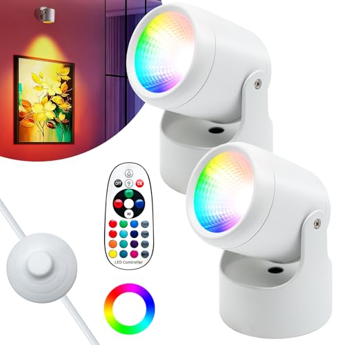 2PCS LED Up Lights Indoor Spotlight with Remote & Foot