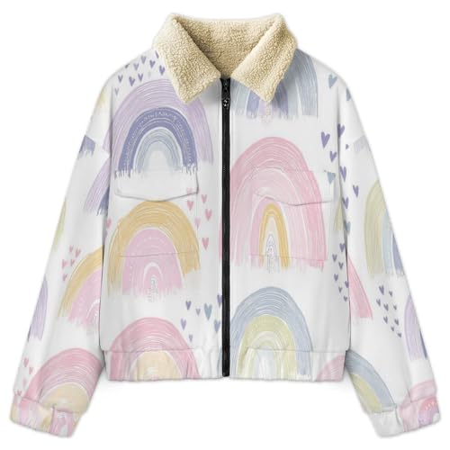 Veste polaire femme imprimée arc-en-ciel pour un hiver cocooning au bureau
