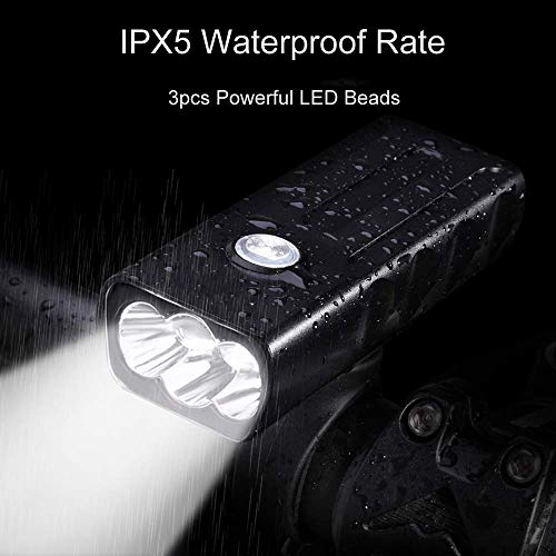 Usb Rechargeable Bicycle Front Light And Tail Light Set, Super Bright 3 Led 6000 Lumens Bike Headlight Waterproof Bike Lights Night Cycle Safety Flashlight For Mountain Road Cycling, Riding #TOP4