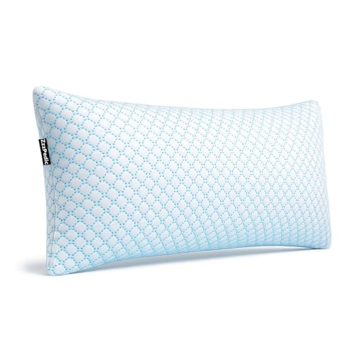 ZzzPedic Magic Cooling Adjustable Shredded Memory Foam Pillow | Pillow for Neck and Shoulder Pain| Cooling Memory Foam | Dual Sided Bamboo & PolyethylTex | Hypoallergenic Bed Pillows for Sleeping
