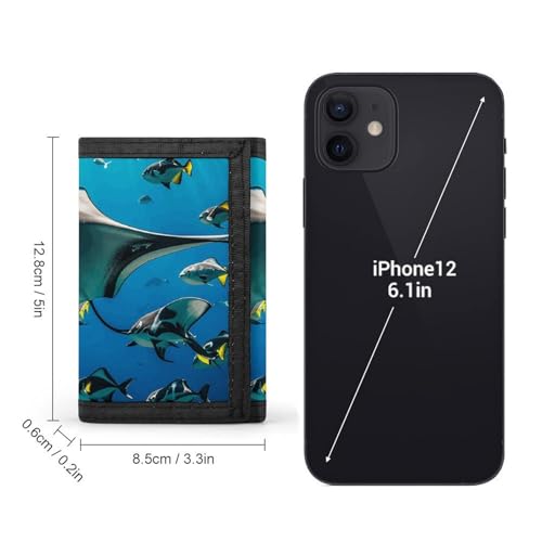 Manta Ray And Fishes Slim Wallets for Men Money Clip Card Holder Wallet Men's Trifold Wallet And Coin Pocket2