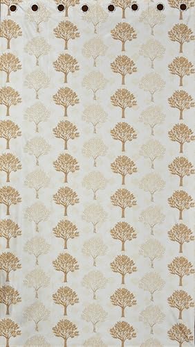 Image of Exporthub Glossy Shine 3D Floral Digital Printed Golden Colour Long Door Curtains 9 feet Long Set of 2 Pc, for Living Room and Bedroom (EHSPR076 94)