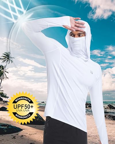 Men's UPF 50+ Sun Protection Shirts UV SPF Rash Guard Long Sleeve Lightweight Hoodie Shirts Fishing Hiking Running Swim2