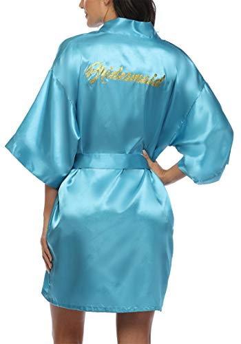 Image of Giova Women Bridal Robe for Bride and Bridesmaid Getting Ready Wedding Party Bathrobe