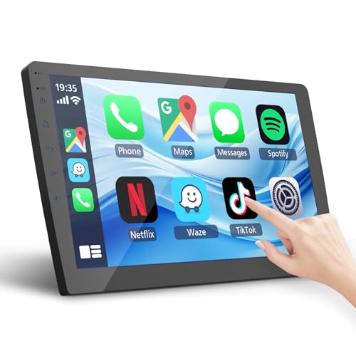 Haudio 9“ Double Din Car Stereo with Wireless Apple Carplay & Android Auto, Touchscreen Radio with Backup Camera, BT 5.4, WiFi 5, GPS, Mirror Link, FM/AM Radio, 4+64GB