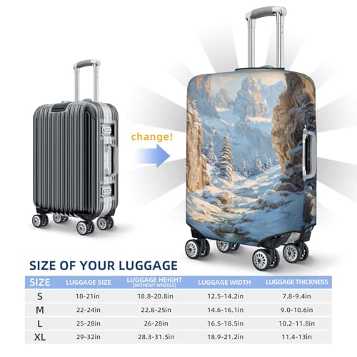 Snow-Covered Mountains And Trees Elastic Travel Luggage Covers Dustproof Scratch-Resistant Suitcase Protector Fit 22-24 Inch4