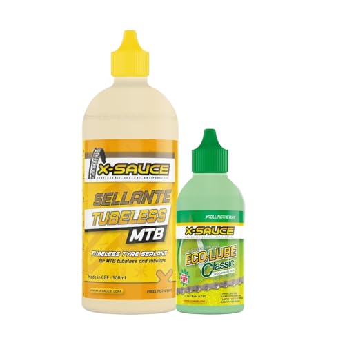 Genérico X Sauce Tub 500 + Ecolube 125 Sellante Tubeless, Unisex Adulto, Amarillo Verde, 500ml