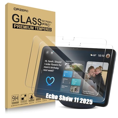 Image of Orzero (2 Pack) Tempered Glass Screen Protector for Echo Show 11 (2025) / Xiao Du K20 - 9H Hardness Anti-Scratch Shield, Ultra-Thin HD Clarity for Smart Kitchen Displays, Bubble-Free Installation Kit