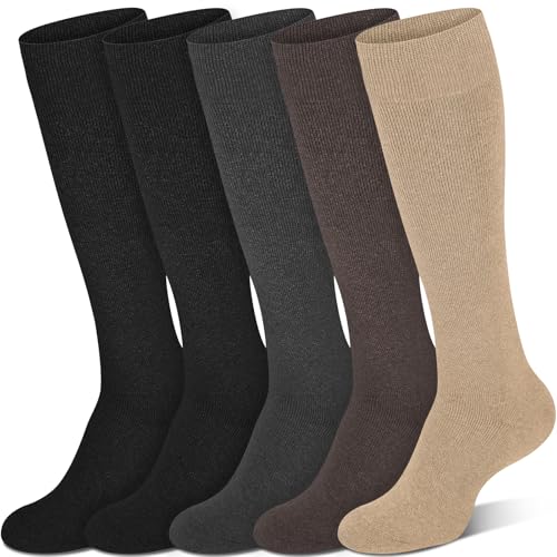 Warm Winter Knee High Socks for Women Thermal Cotton Boot Socks Black Long Thick Leg Warmers for Running Hiking Work