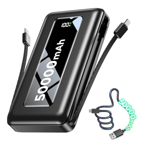 Portable Charger with Built-in Cables