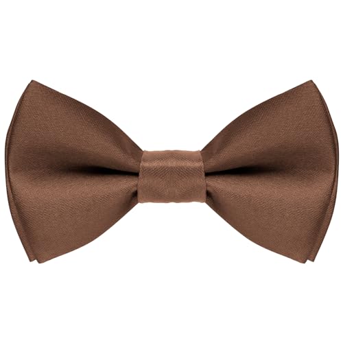 Bskifnn Kids Bow Tie Classic Solid Color Satin Bow Tie Adjustable Neck Bowtie for Kids Wedding Party (Coffee, kids)