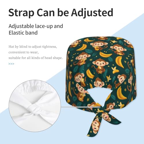Image of Adjustable Scrub Cap with Sweatband, Breathable Working Hat for Men /Women