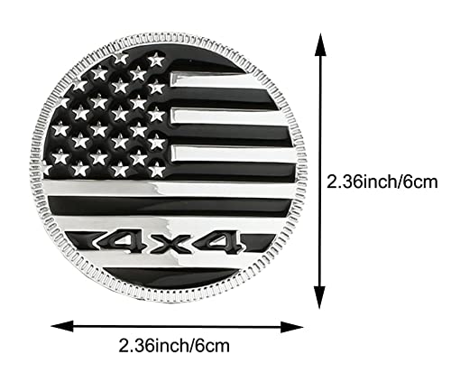Image of CONGCONG for Jeep Emblem babge U.S. Flag Emblem 4x4 Metal Automotive Badge Specifically Designed for The Jeep Wrangler Cherokee - Stick it Anywhere (Silver Black Flag)