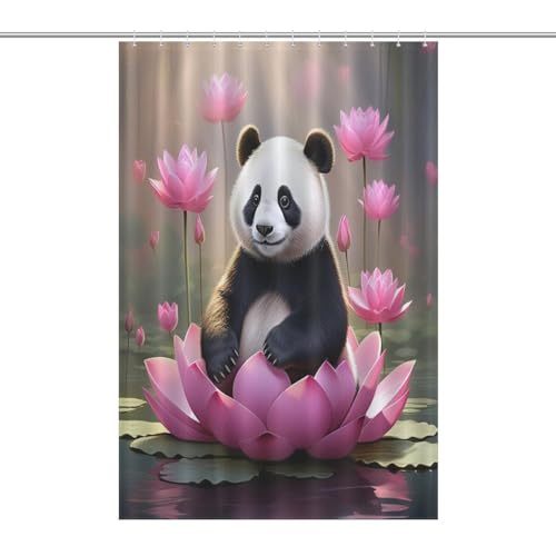 Rideau de douche panda imperméable 122x183cm en polyester lavable - 7
