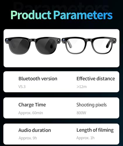 Image of Aeoss Smart AI Glasses with 8MP HD Camera, Bluetooth Audio, Object Recognition, Real-Time Voice Translation, and Dual Lenses (Photo & Video Recording, Open-Ear Music, Touch Control) for Men & Women