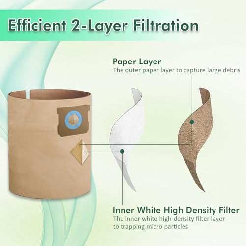 Image of DXVA19-4102 Vacuum Bags Compatible With DEWALT 12-16 Gallon Wet /Dry Vacuum, Disposable Dust Collection Filter Bag DXV12P DXV14P DXV16P DXV16PA DXV16S