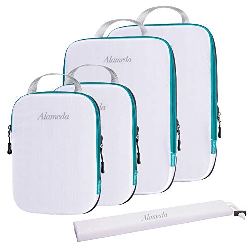 Compression Packing Cube Set 5pcs for Carryon Luggage, Travel Packing Organizers with Laundry