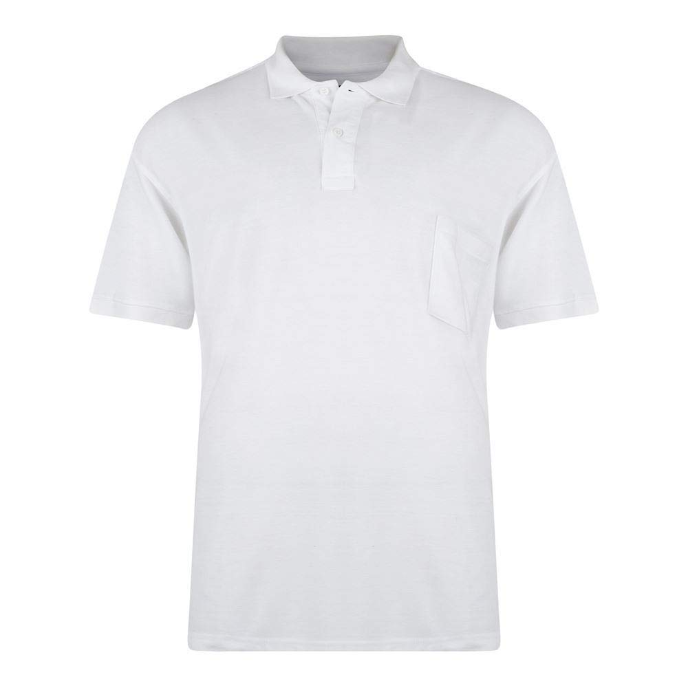 Kam Men's White Big Size Poly Cotton Plain Pique Polo Shirt With Pocket (501) In In 2XL