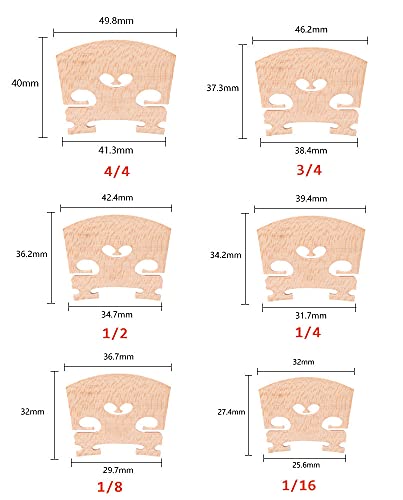 Jiayouy 12 Pcs Fitted Violin Maple Bridge For 4/4 3/4 1/2 1/4 1/8 1/16 Violin Replacements Parts #TOP3