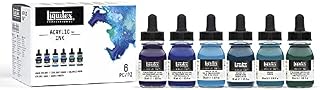 Liquitex 3699375 Liquid Professional Acrylic Paints - Ink Set, Highly Pigmented Airbrush Paint, Water Tones 6 Colours 30 ml Each