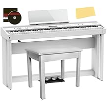 Roland FP-90X 88-Key Digital Piano - White Bundle with KSC-90 Stand, Three Pedal Unit, Bench, Online Lessons, Instructional DVD, and Austin Bazaar Polishing Cloth