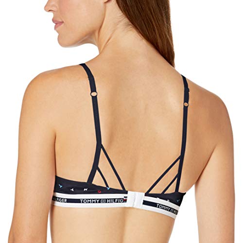Tommy Hilfiger Women's Basic Comfort Push Up Underwire With Strappy Back Bra, Alphabet/Navy Blazer, 34D #TOP2