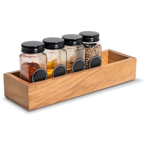 Creative Deco Caja de Almacenaje de Madera | 28 x 9 x 5 cm | Cesta Cajita Organizadora | Madera de Haya | Organizador Bandeja para Objetos de Valor, Pequeños, Especias, Frascos | Cajones, Cocina, Baño