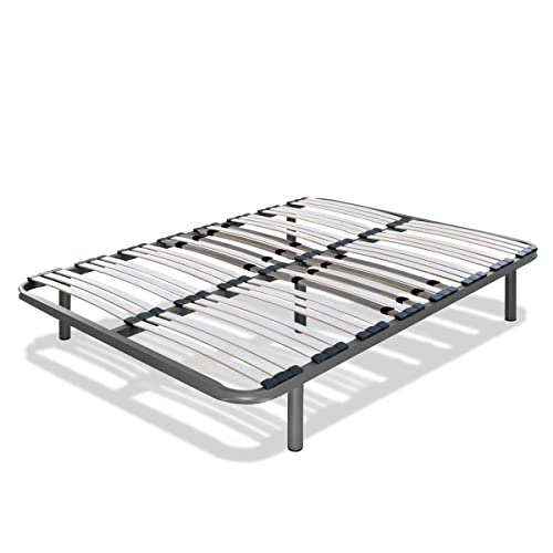 Somier Apolo para Cama de 105 x 200 cm - Incluye Juego de Patas de 32 cm - Estructura de Madera y Estructura de Tubos de Acero - con Reguladores Lumbares - Ideal para Dormitorio y Habitación Cover