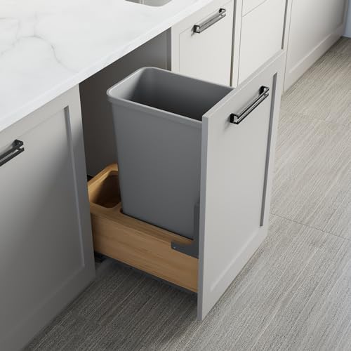 Image of Dowell Single 50Qt Undermount Trash Pull-Out Waste Container with Full Extension Soft-Close Slides, Bottom Mounted, Face Frame /Frameless Min. Cabinet Opening: 12-1 /2 Inch Wide-4008 0115 50