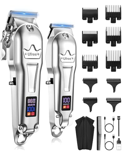 Ufree Hair Clippers for Men Professional, Barber Clippers and Trimmers Set, Cordless Hair Clippers...