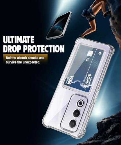 Image of WOW IMAGINE Transparent Back Cover Case for Oppo A3 Pro 5G | K12x 5G | Flexible Built-in Slim Card Pockets Wallet | 360 Camera Protection TPU | Soft Silicone Mobile Cover - Transparent