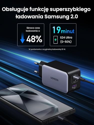 UGREEN Nexode X USB C Charger 100W Mini GaN Charger 3-portowy zasilacz PD Kompaktowa szybka ładowarka PPS 45W Kompatybilna z MacBook Pro, iPhone 16 Pro Max, Galaxy S24 Ultra, Vision Pro