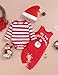 Perdeca Baby Boy Striped Top Print Jumpsuit and Hat - My First Christmas Outfit