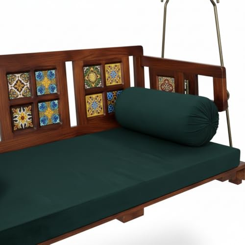 Image of APRODZ Swing for Home Reversible Sheesham Wooden Jhula for Adult for Home | Wooden Swing for Balcony | Hanging Swings with Brass Coated Chain | Patio Double Seater Indoor /Outdoor Swing, 132 x 55cm