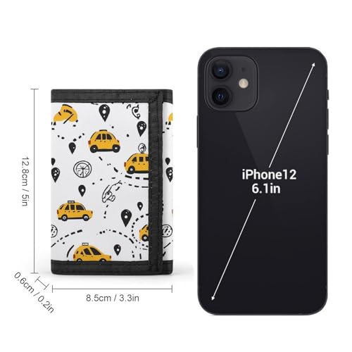 Yellow Taxi Black Route Trifold Wallets for Men Women Ultra Thin Card Holder Purse with Zip Coin Pocket2