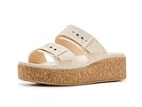 Crocs Womens Brooklyn Cork Buckle Sandals, Frappe, 9 Medium