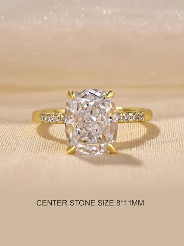 4.0CT Cushion Cut Engagement Ring, 925 Sterling Silver Simulated Diamond Promise Wedding Ring for Women2