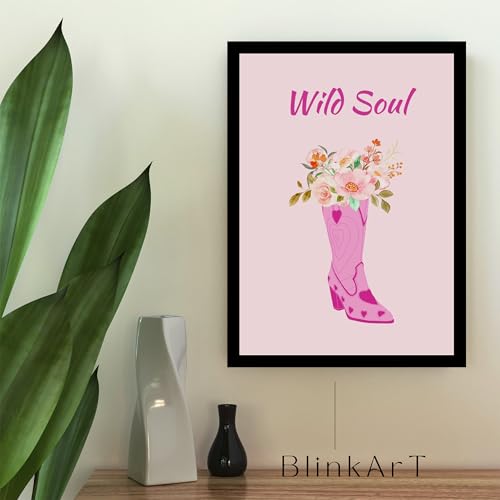 Image of BLINKART Wild Soul Pink Abstract Wall Art Painting Print Design | Aesthetic Wall Decor Photo Artwork Frame Decoration Hanging Home Bedroom Living Room Office Wall Decor | T007 | 13x10 Inches