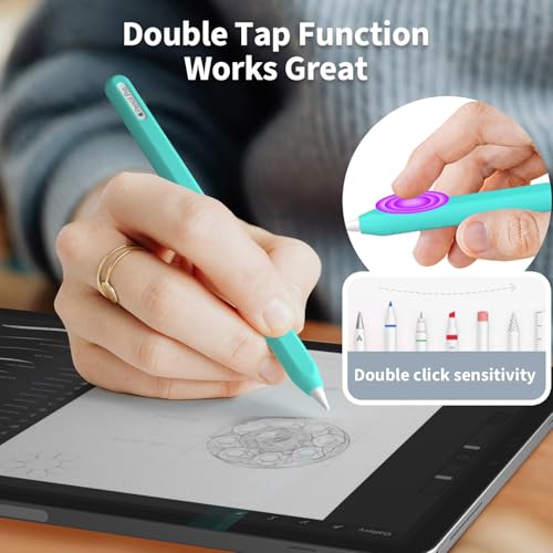 Image of Ultra Thin Protective Pencil Cover for Apple Pencil Pro &Apple Pencil 2nd Gen Silicone Case Sleeve Compatible with Apple Pencil Pro (Mint)