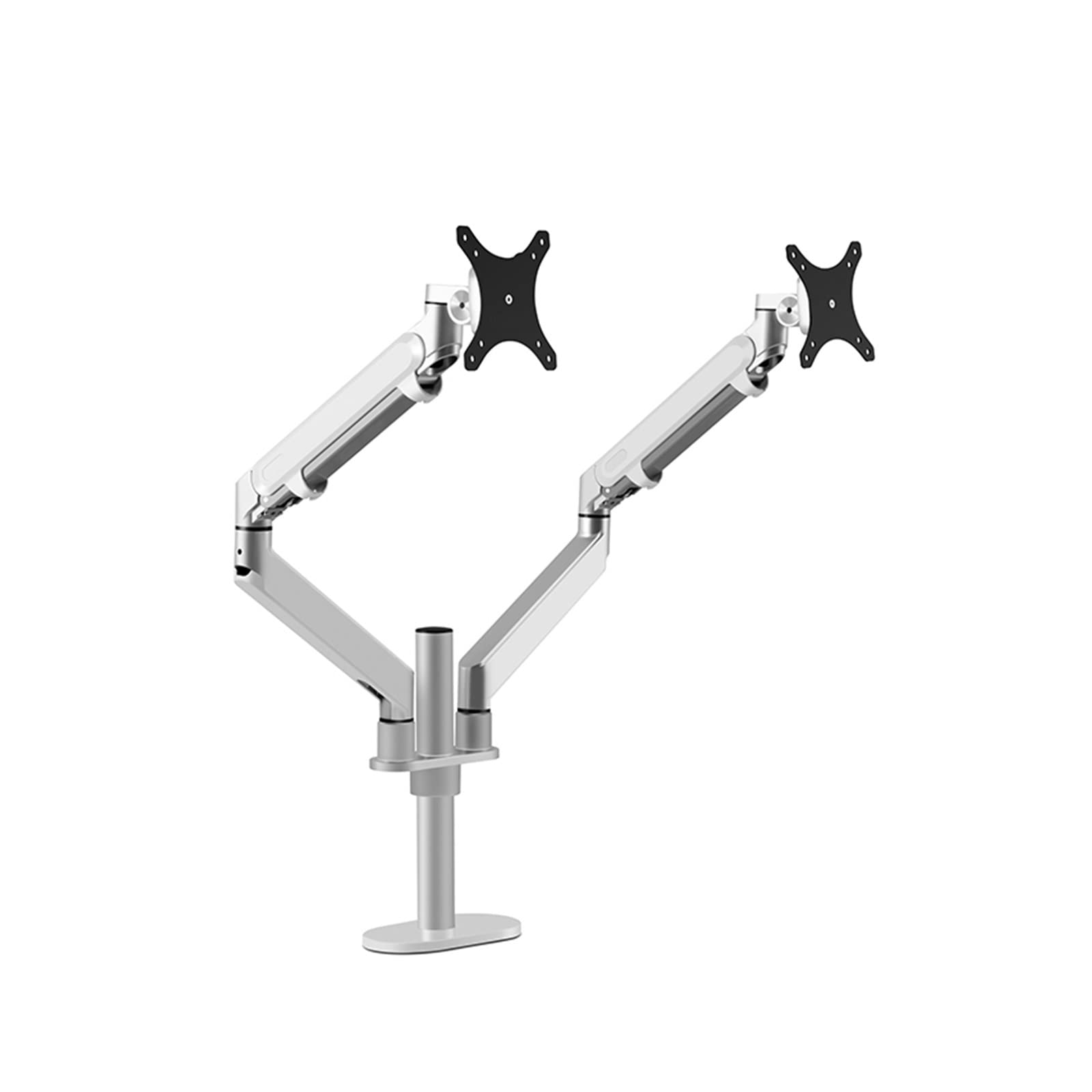 Escritorio 17-32 Pulgadas Brazo de Montaje Monitor Dual Soporte Aluminio Movimiento Completo Resorte Gas Carga 2-8 kg Cada uno(Silver Grey)