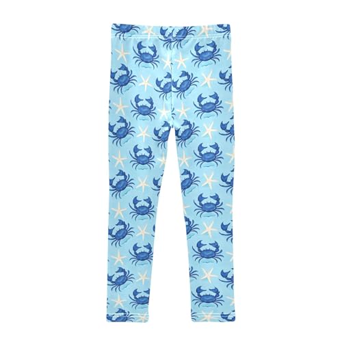 Crab Starfish Pattern Girls Leggings Soft Comfortable Athletic Leggings Dancing Pants for 4-10 Years2