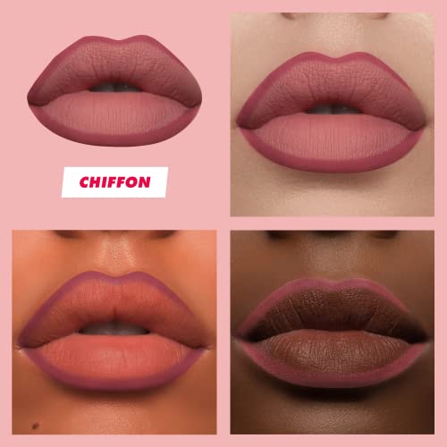 Lime Crime Velvetines Lip Liner, Chiffon (Rosy Mauve) - Soft & Creamy Texture - Long-Lasting Nude Matte Lip Lining Pencil - Waterproof Formula, Won't Smudge Or Transfer - Vegan & Cruelty-Free #TOP3