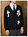 SOLY HUX Men's Y2k Gothic Button Down Cardigan Sweater Long Sleeve V Neck Hip Hop Fall Preppy Outerwear Black Cross Large