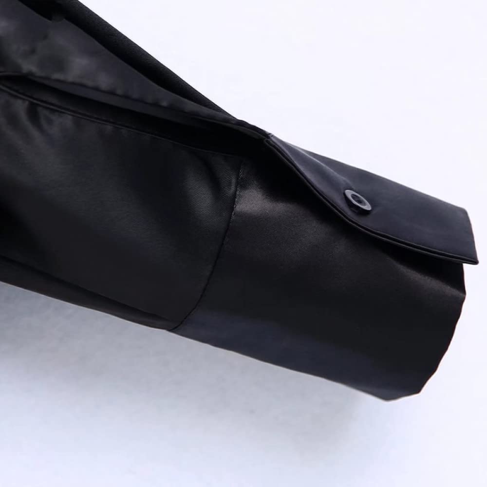 Camicia Uomo,Delle Donne Nero Solido Raso Di Seta Risvolto Bottone Volant Attillato Slim Fit Sexy Camicette Estive Tunica A Maniche Lunghe Elegante Casual Alla Moda Magliette E Camicette Camicia Da