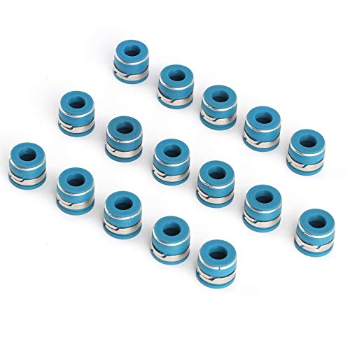 Aramox Valve Stem Seals Set, 16pcs Valve Stem Oil Seals Set Fluororubber Excellent Sealing Parts Fit for GM SBC V8 Engine