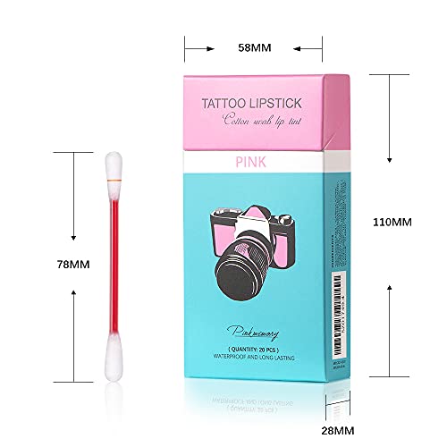 Sokgo 20Pcs Cotton Swab Tattoo Lipstick, Tattoo Lipstick Cotton Swab Lip Tint, Waterproof And Long Lasting Liquid Non-Stick Portable Lip Gloss (Multicolor) 20 Count (Pack Of 1) #TOP6