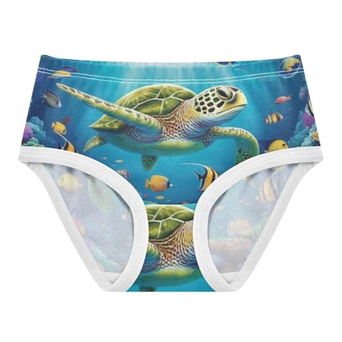 Vibrant Sea Turtle Underwater Panties Little Girl Girls Underwear Toddler Cotton Colorful Kids Undies Briefs 2t